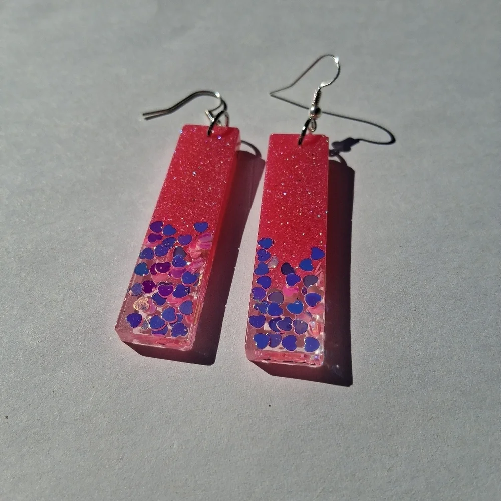 Hand Crafted Pink Dangle Earrings